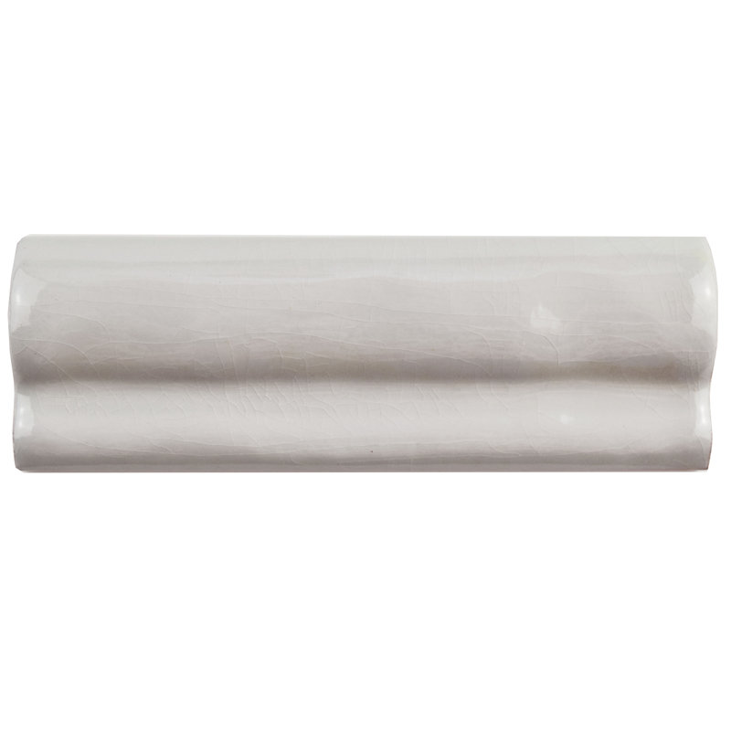 Antic Craquelle 6" x 2" Glossy Ceramic Mudcap Tile Trim in Gris Oscuro Craquele