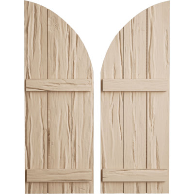 Timberthane Three Board Joined Board-n-Batten w/Quarter Round Arch Top Faux Wood Shutters