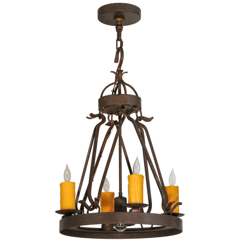 Lustree roue de wagone 5 lumières façon bougie