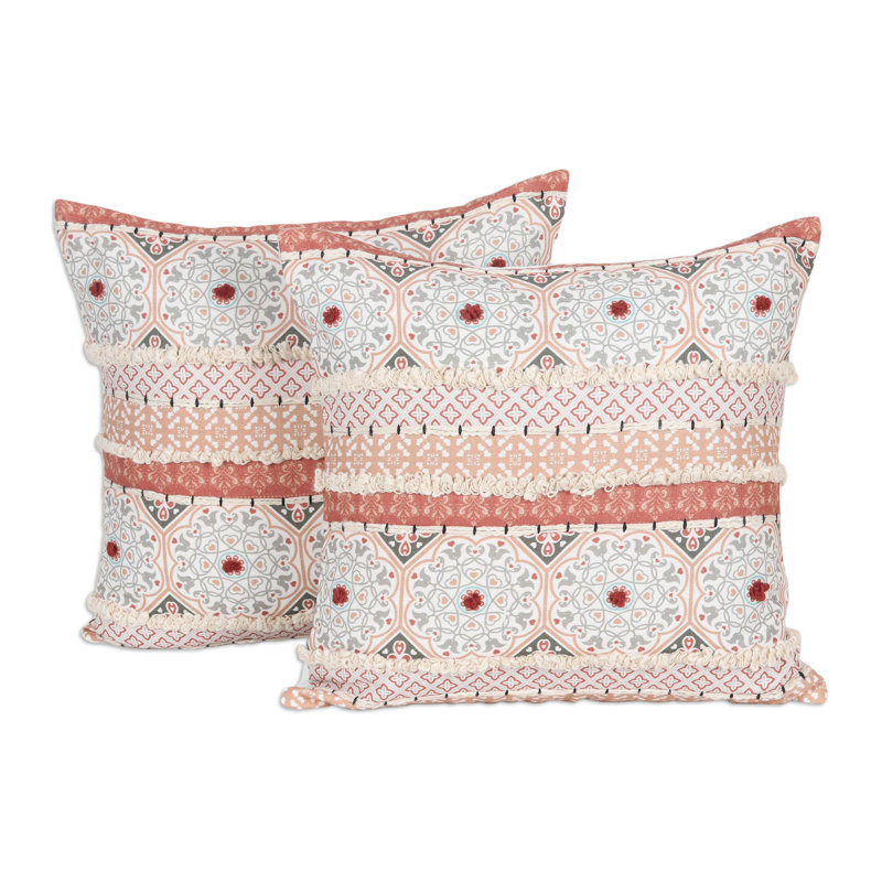 Floral Cotton Throw Pillow
