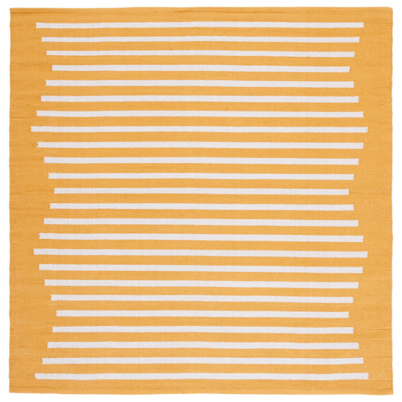 Esty Hand Woven Cotton Striped Rug, Square 6'