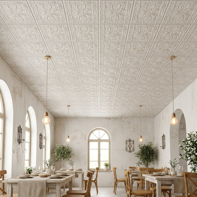 Tuile de plafond à poser ou à coller Milan - 24 po x 24 po, Taupe antique
