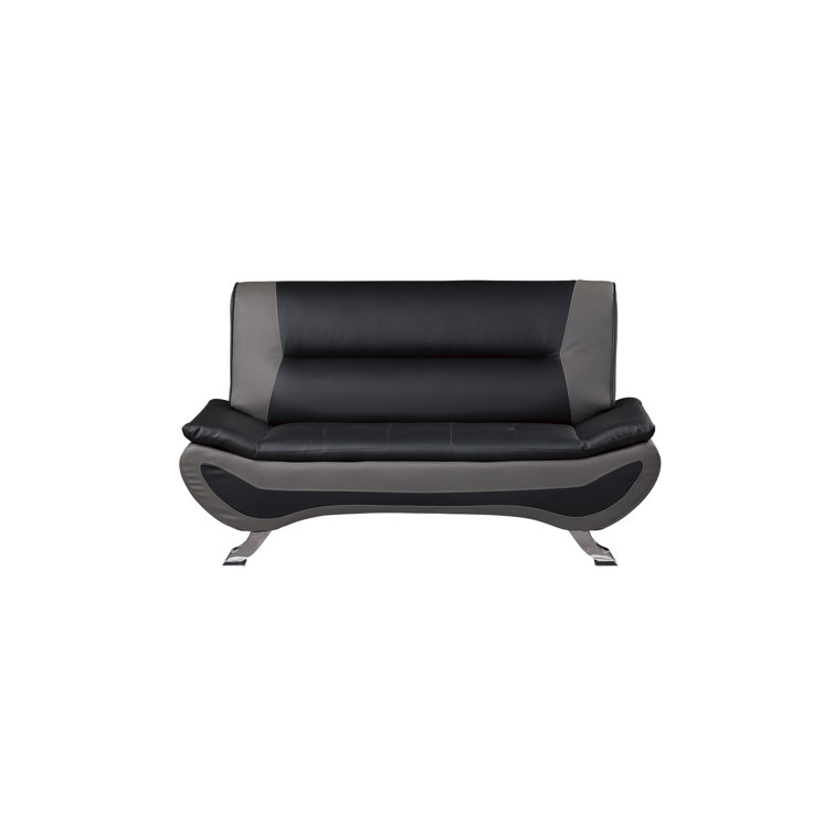 Korando Black Italian Leather Sofa Love