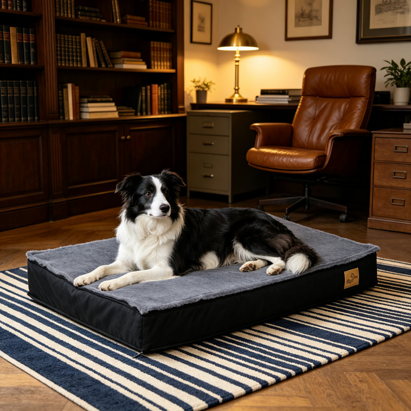 Orthopedic Memory Foam Fleece Pet Bed, 8cm H x 92cm W x 56cm D