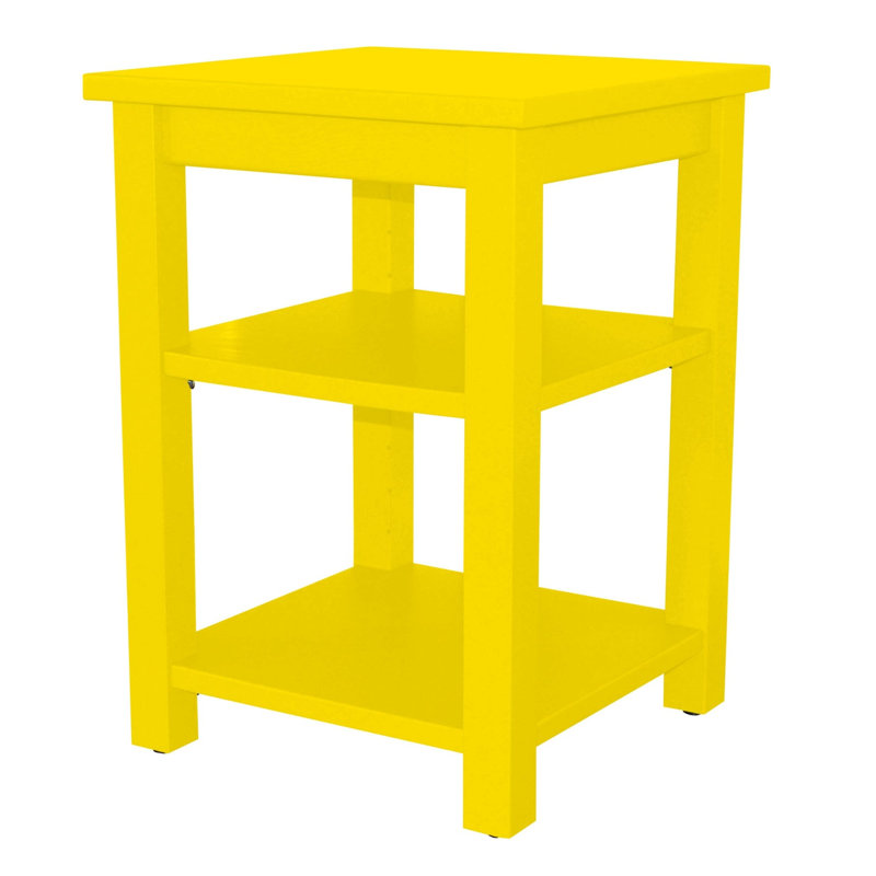 Table de chevet Amish Versaloft en bois massif de couleur jaune canari - fabriquée à la main, Peinture jaune canari