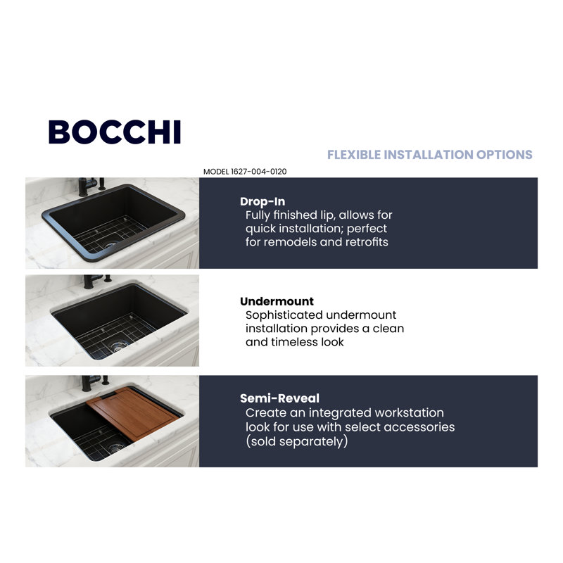 Évier de cuisine à montage double L 24 po x l 19 po avec accessoires Sotto, Noir mat