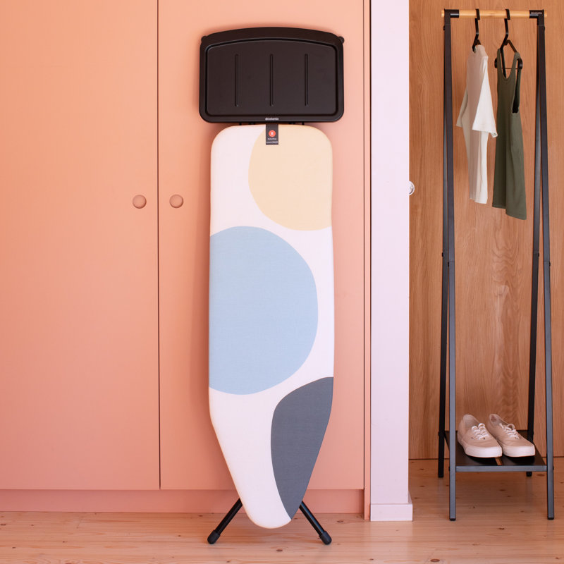 Brabantia Size B Medium Ironing Board with Solid Steam Unit Holder, Spring Bubbles