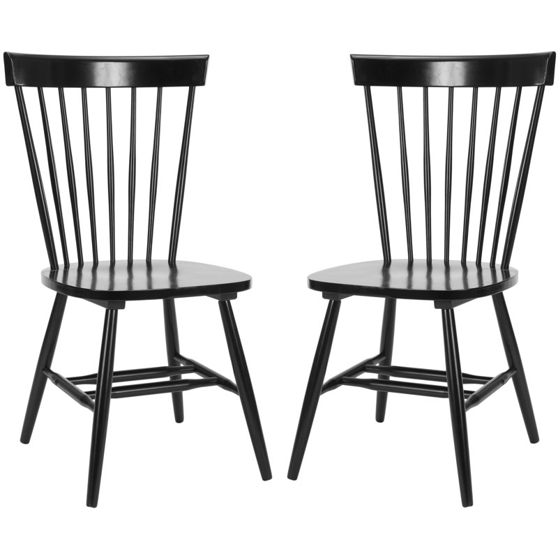 Matanna Solid Wood Windsor Back Side Chair, Black, 2
