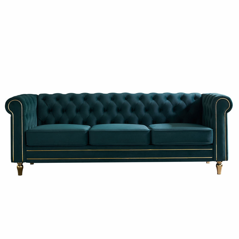 Chesterfield Velvet Sofa, Green