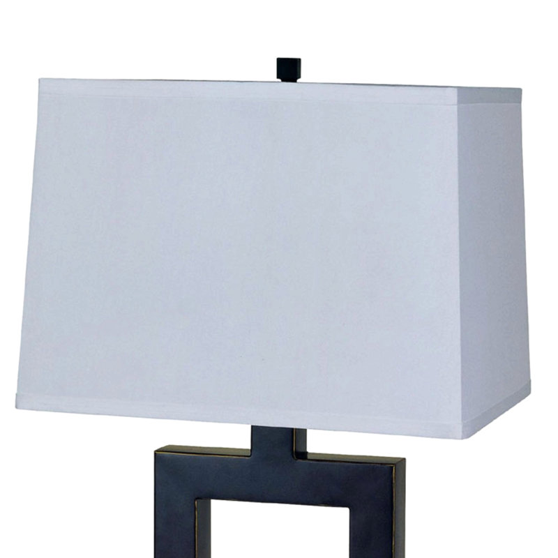 Lampe de table de 22 po de hauteur avec finition carrée, abat-jour blanc