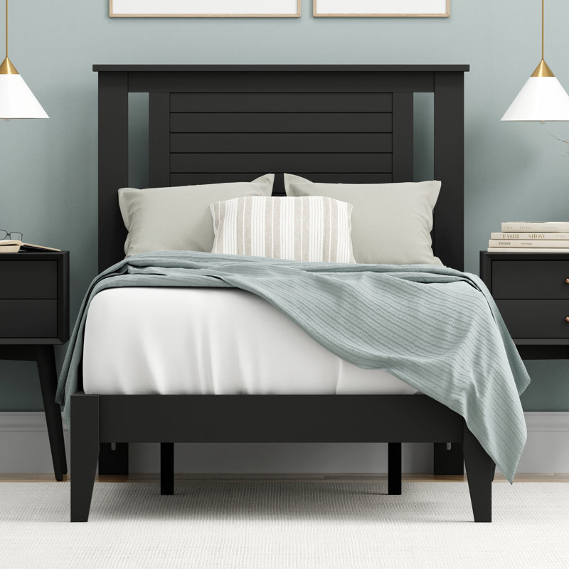 Canton Solid Wood  Platform Bed, Twin, Black