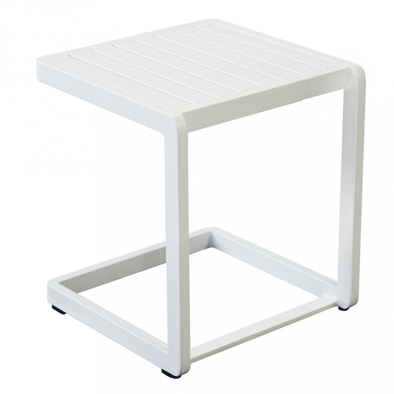Monzell Rectangular 40cm L Outdoor Side Table, White