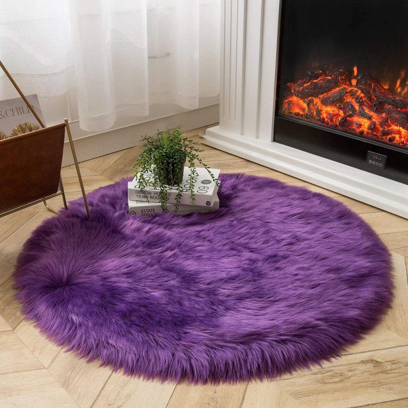 Macmahon Faux Sheepskin Indoor Rug, Round 4'