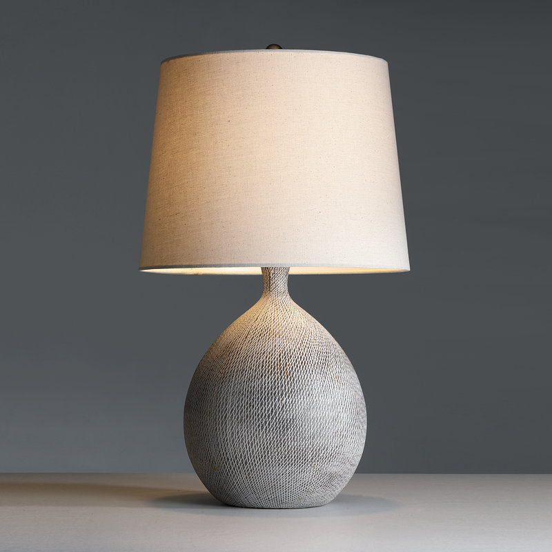 22 po Lampe de table en céramique 3 voies avec abat-jour rigide, Gris