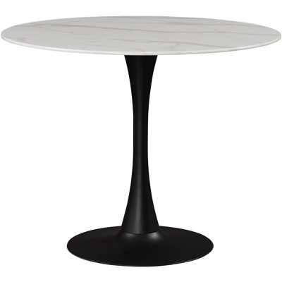 Sevinc Round Unfinished Glass Top Metal Base Dining Table