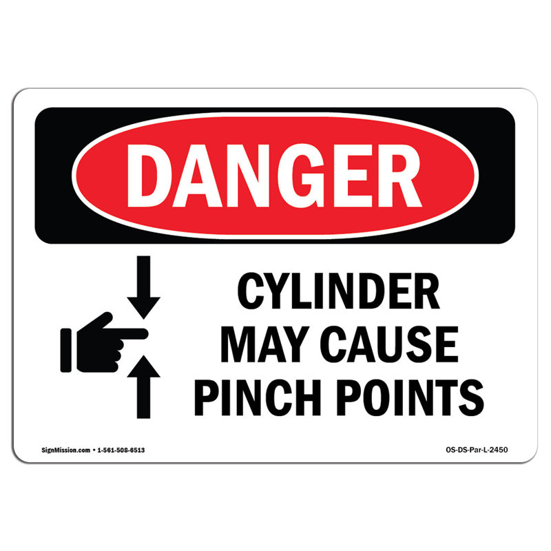 Le cylindre peut causer un signe de pincement, H 12 po x l 18 po x P 0,1 po