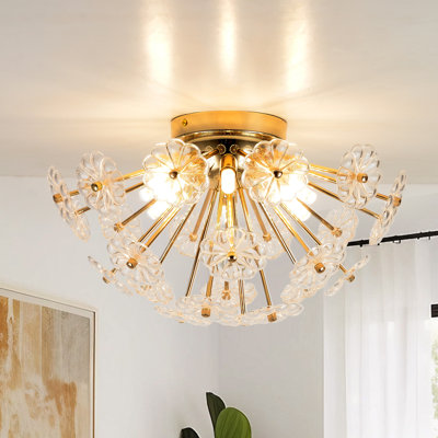 Plafonnier encastré floral en cristal