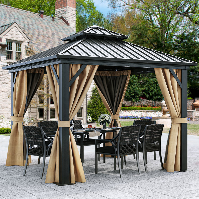 Metal Patio Gazebo, 9.8 ft. x 9.8 ft.