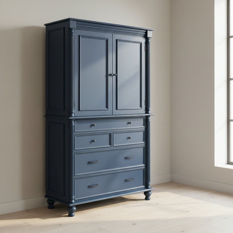 Garde-manger de 77,3 po de hauteur avec plusieurs espaces de rangement, Bleu, Noir