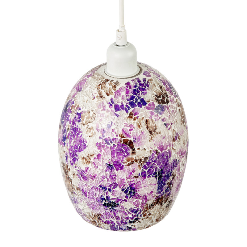 Floral Inspired Crackle Mosaic Glass Rounded Oval Pendant Light Shade By 