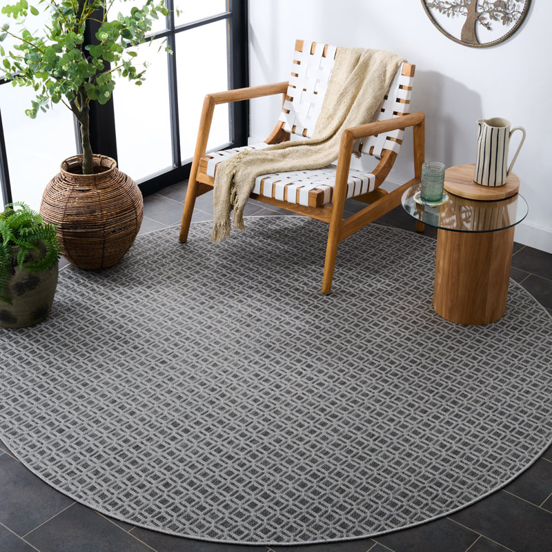 Terrace Geometric Indoor/Outdoor Rug, Round 6'7"