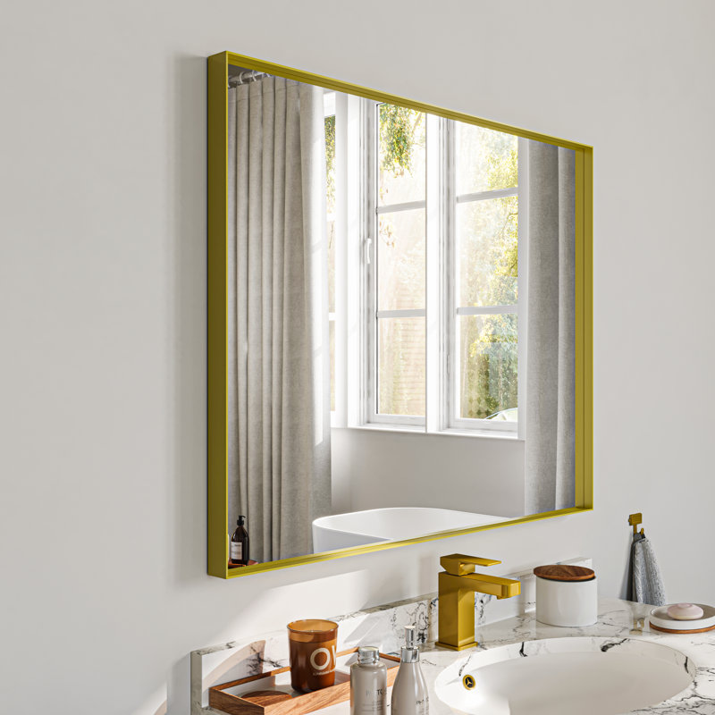 Miroir de salle de bain mural, Doré, 28 po x 36 po