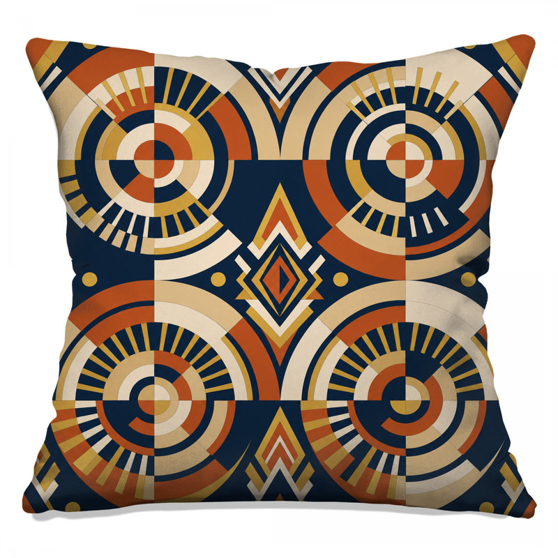 Geometric Circles Pattern Double Sided Throw Pillows, 14 x 14 inches