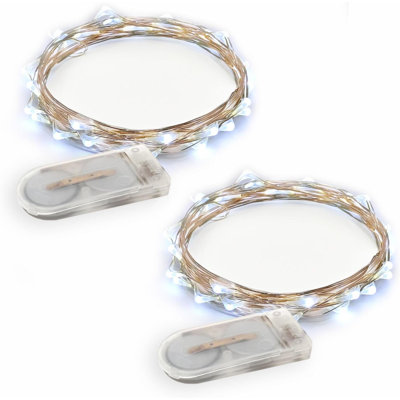 2 ensembles de guirlandes de lumières colorées 20 lumières à DEL d'intérieur et d'extérieur à piles pour bricolage, Noël, fêtes, fête, chambre à coucher et centres de table