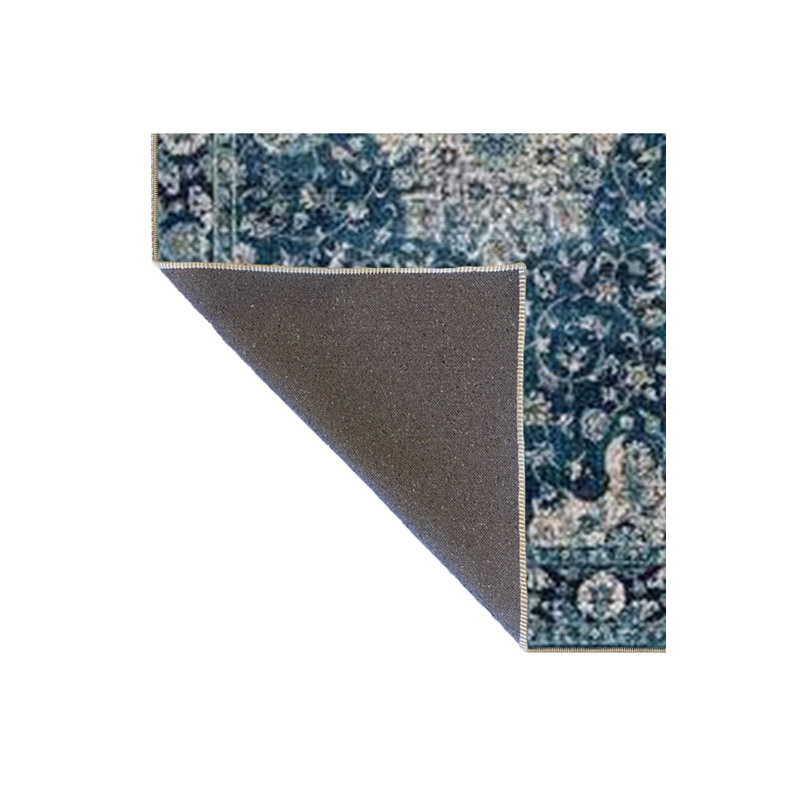 Tapis décoratif bleu marine à motif floral, Tapis de couloir 2 pi 6 po x 6 pi 7 po inclus