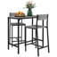 Ensemble de table et tabourets à hauteur de comptoir 3 pièces peu encombrants, panneau de fibres à densité moyenne gris froid avec structure en métal, coin-repas compact pour la cuisine ou le condo