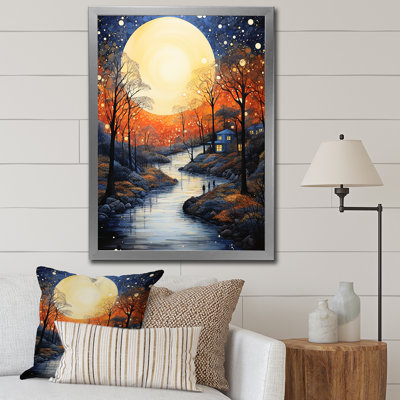 " Orange Bridge Abstracted Riverine Pointillism "