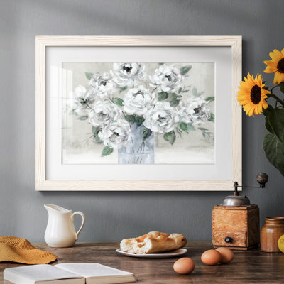 Roses blanches tendres - impression d'un seul cadre