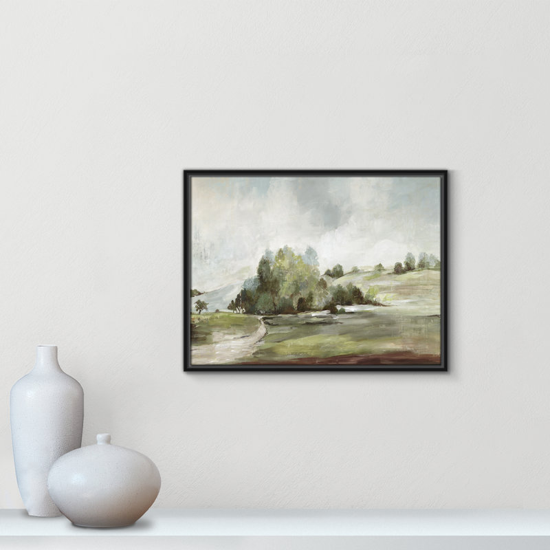 Concorde Green Country Road by Allison Pearce - Floater Frame Print on Canvas, 19.5" H x 25.5" W, Black