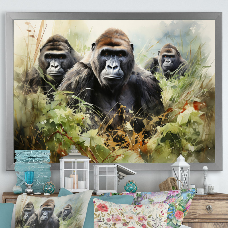 Reproduction d'art mural Bwindi Gorilla In Forest, H 12 po x l 20 po x P 1 po, Cadre photo argenté