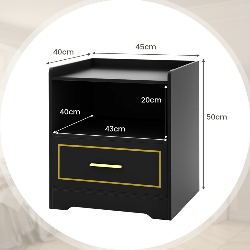 Neomi 45cm W Manufactured Wood Bedside Table