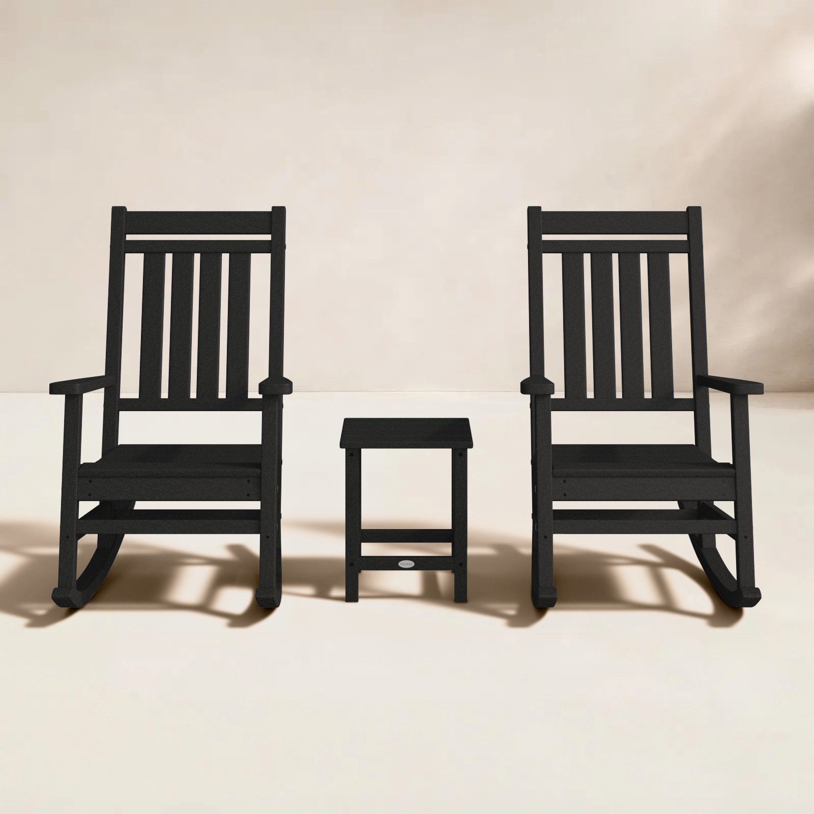 POLYWOOD® Rocker 2-Person Patio Seating Group, Black