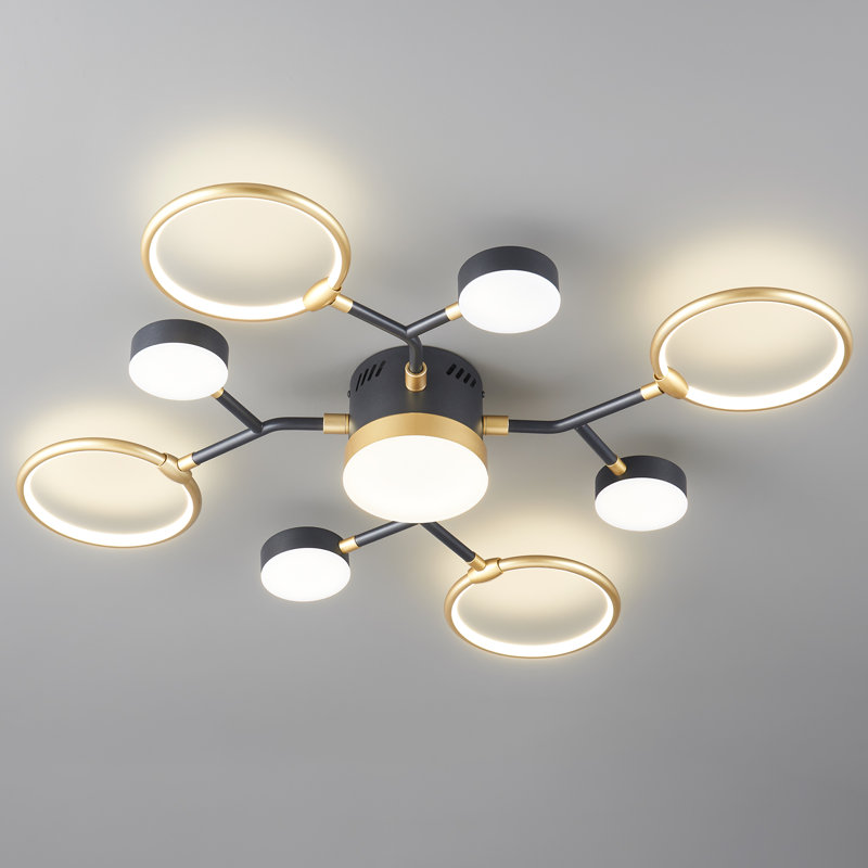 Lynetta Modern Chandeliers Light Fixture, Modern Industrial Farmhouse Led 4000k Lighting, Rustic Sputnik Chandelier Ceiling Lamp For Kitchen Bedroom Living Room Hallway