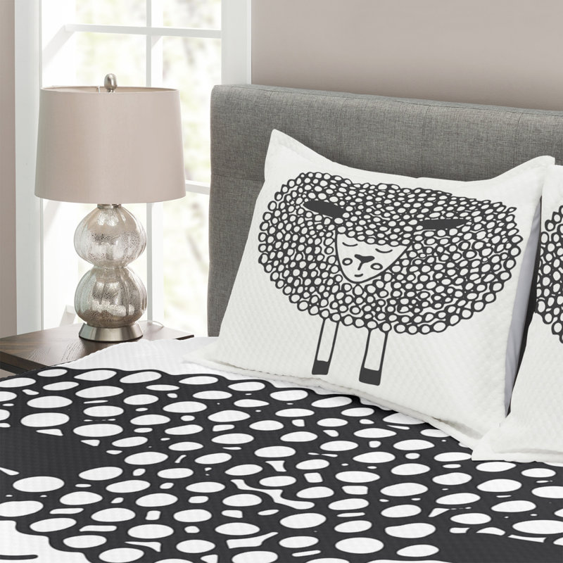 Advit Black/White Microfiber Bedspread Set, 220 x 220 cm Bedspread - 2 Shams