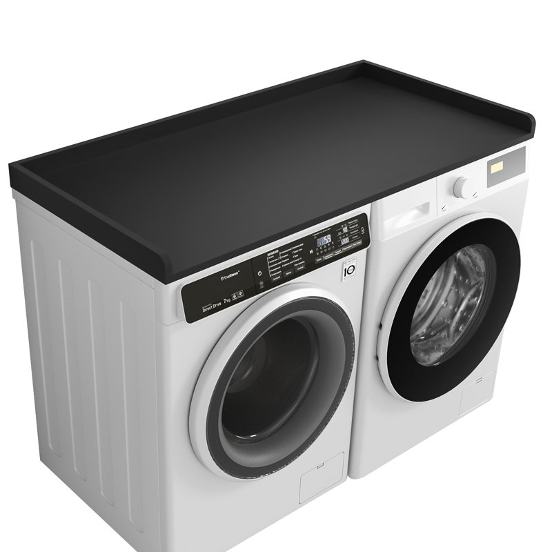 Kaboon Washer Dryer Countertop with Edge Rails, 27.5" x 54", Laundry Room Organization, Black