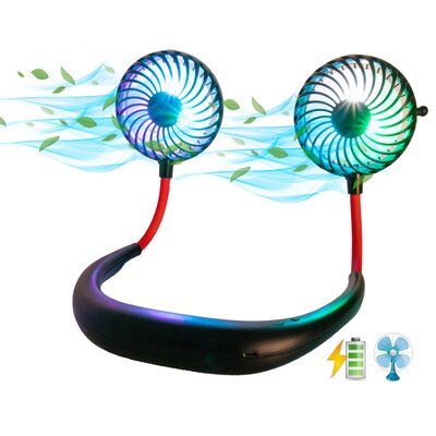 Usb Led Neck Cooler Fan - Portable 2000mah Rechargeable Hand-free Wearable Personal Neck Fan - Colorful Led - Home, Desk, Travel, Outdoors & Sports -  5 Star Super Deals, 4038177