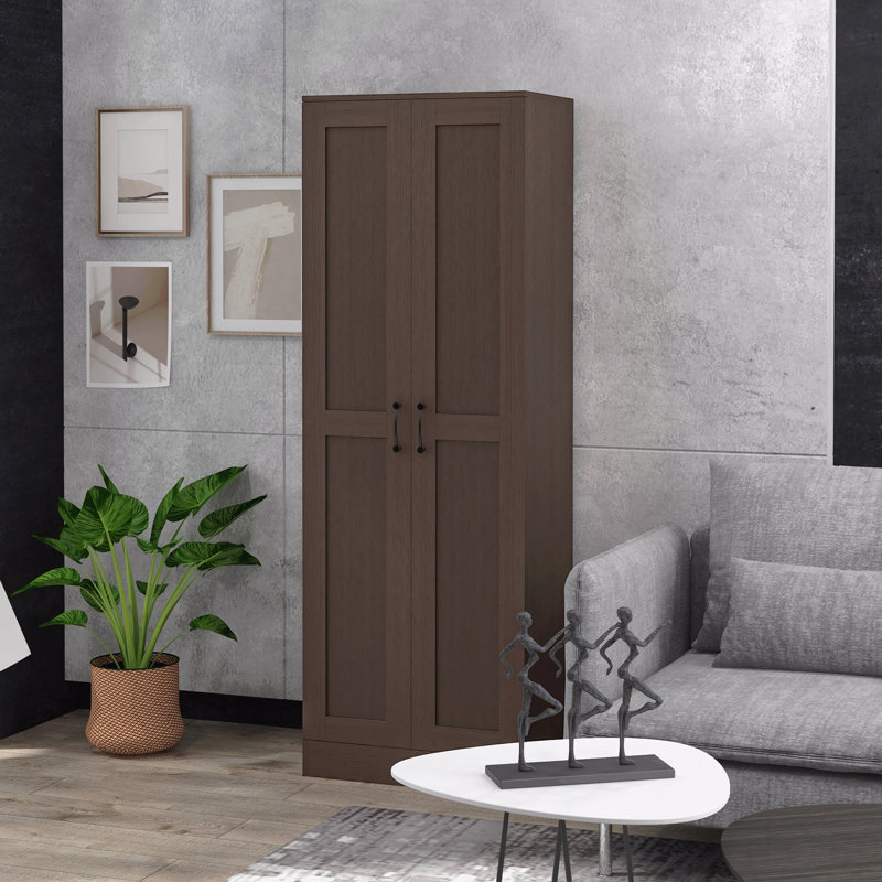 Armoire de rangement moderne de 69 po de hauteur avec tablettes mobiles - Armoire garde-manger avec portes à fermeture en douceur