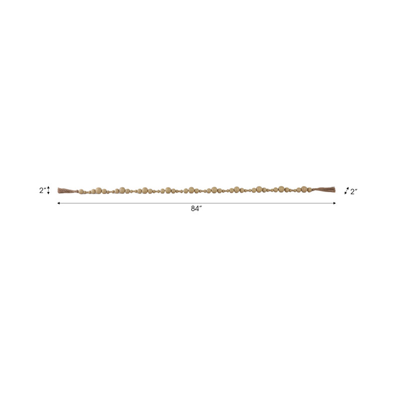 Decorative Garland Round Beads with Tassel Ends - Handcrafted Wood Decorations for Living Room and Home Decor - Mix with Statues, Sculpture, or Figurines Accents