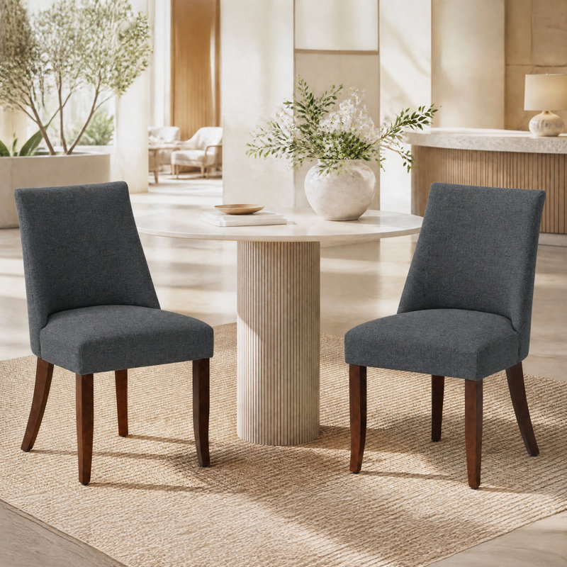 Parsons Upholstered Dining Chair Solid Wood Side Chair - Comfort & Style for Modern Homes, 46.5 x 54.5 x 84 cm, Dark Grey