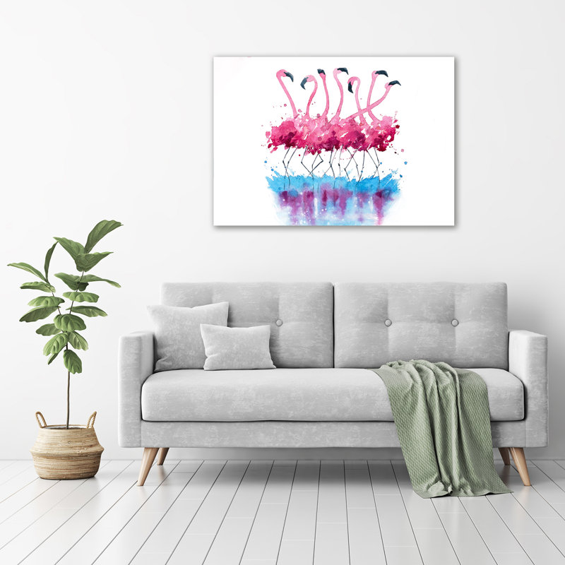 Flamingos - No Frame Print on Glass