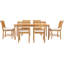 Ensemble de salle à manger 7 pièces bistro en teck 7 pièces rectangulaire en bois de teck avec 6 chaises d'appoint