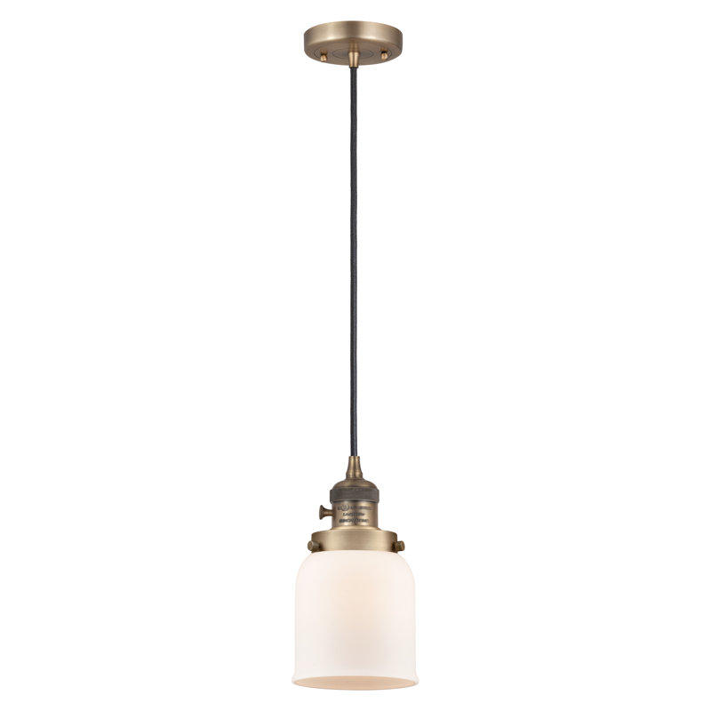 Franklin Restoration - Amberlynn - Mini-luminaire suspendu à 1 lumière - Interrupteur marche / arrêt - Ampoule DEL, Blanc mat