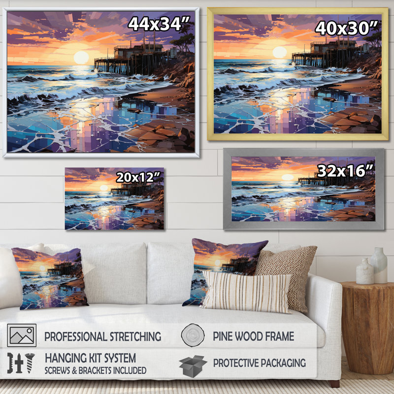 «Coastalpier Pier Perspect Pastoral II», reproduction sur toile, 24" H x 32" W x 1" D, Cadre photo noir