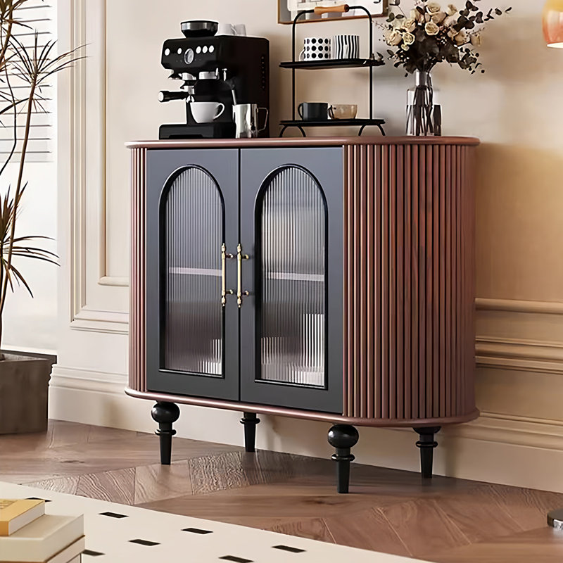 Black&Walnut Solid Wood Sideboard