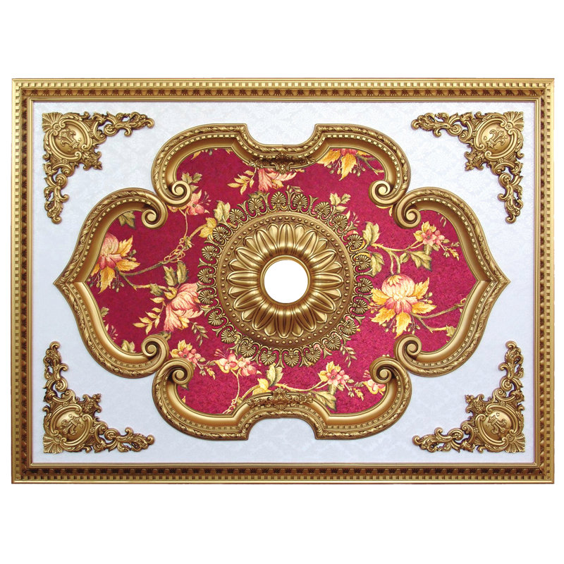 Wild Floral Center Rectangle Ceiling Medallion, 2.5" H x 63" W x 47" D