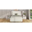 Lit plateforme double tapissier double avec gigogne, couleur beige, construction, pin facile à monter et pieds stables